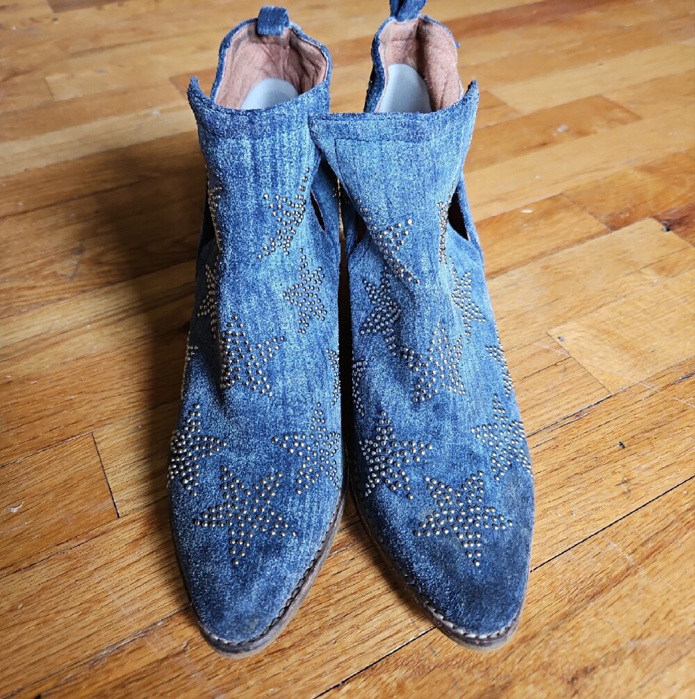 Jeffrey Campbell Denim Star-Stud Ankle Booties - Blue - Picture 2 of 6